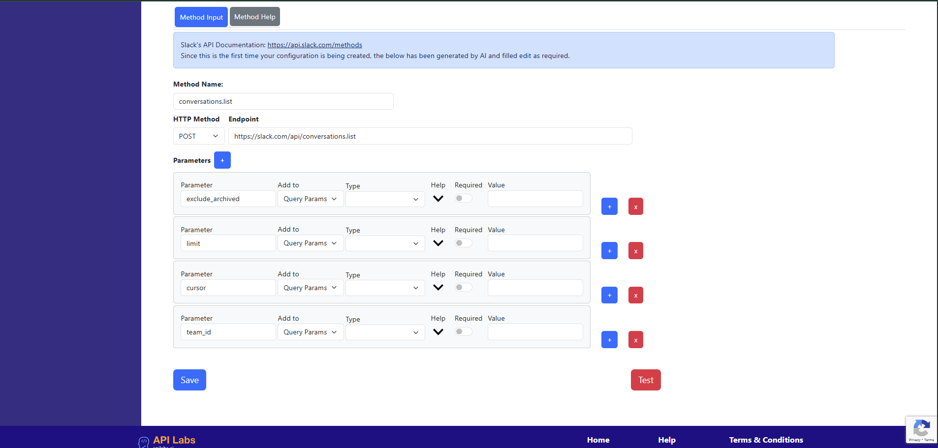 Fill API/MCP Method Parameters